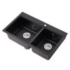Living and Home Modern Quartz Resin Composite Kitchen Sink with Waste Kit, 80cm W x 48cm D x 21cm H, Black