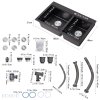 Living and Home Modern Quartz Resin Composite Kitchen Sink with Waste Kit, 80cm W x 48cm D x 21cm H, Black