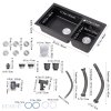 Living and Home Modern Quartz Resin Composite Kitchen Sink with Waste Kit, 82cm W x 46cm D x 22cm H