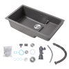 Modern Quartz Resin Composite Kitchen Sink with Waste Kit, 81cm W x 46cm D x 21cm H, Graphite Grey