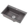 Living and Home Modern Quartz Resin Composite Kitchen Sink with Waste Kit, 80cm W x 49cm D x 22cm H, Graphite Grey