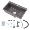 Living and Home Modern Quartz Resin Composite Kitchen Sink with Waste Kit, 80cm W x 49cm D x 22cm H, Graphite Grey