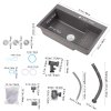 Living and Home Modern Quartz Resin Composite Kitchen Sink with Waste Kit, 80cm W x 49cm D x 22cm H, Graphite Grey