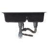 Modern Double Bowl Quartz Resin Composite Kitchen Sink with Waste Kit, 81cm W x 48cm D x 21cm H, Black