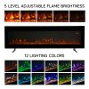 Living and Home 50 Inch Wall Mounted Freestanding Electric Fireplace 12 Flame Colours with Remote Control