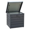 Living and Home 200L Lockable Outdoor Metal Garden Storage Box, Charcoal Black, 68cm W x 62cm D x 63cm H
