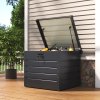 Living and Home 200L Lockable Outdoor Metal Garden Storage Box, Charcoal Black, 68cm W x 62cm D x 63cm H