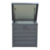 Living and Home 200L Lockable Outdoor Metal Garden Storage Box, Charcoal Black, 68cm W x 62cm D x 63cm H