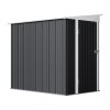 Living and Home 4.27x6.27FT Anthracite Single Door Metal Pent Roof Garden Storage Shed, Weatherproof Outdoor Tool Cabinet Without Base Floor
