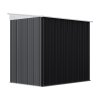 Living and Home 4.27x6.27FT Anthracite Single Door Metal Pent Roof Garden Storage Shed, Weatherproof Outdoor Tool Cabinet Without Base Floor