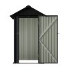 Living and Home 4x4FT Anthracite Black Apex Roof Metal Garden Storage Shed, Lockable Single Door Outdoor Tool Cabinet Without Base Floor