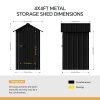 Living and Home 4x4FT Anthracite Black Apex Roof Metal Garden Storage Shed, Lockable Single Door Outdoor Tool Cabinet Without Base Floor