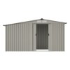 Living and Home 4.29x8.43FT Grey Apex Metal Garden Storage Shed with Side Log Storage Area, Lockable Sliding Double Door Outdoor Tool House Without Base Floor