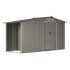 Living and Home 4.29x8.43FT Grey Apex Metal Garden Storage Shed with Side Log Storage Area, Lockable Sliding Double Door Outdoor Tool House Without Base Floor