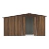 Living and Home 4.29x8.43FT 3D Brown Wood Grain Apex Metal Garden Storage Shed with Side Firewood Storage, Lockable Sliding Double Door Outdoor Tool House Without Base Floor