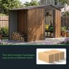 Living and Home 4.29x8.43FT 3D Brown Wood Grain Apex Metal Garden Storage Shed with Side Firewood Storage, Lockable Sliding Double Door Outdoor Tool House Without Base Floor