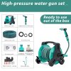 Living and Home Portable Green Garden Hose Reel Set with 10/15/20/25m Water Hose, Multi-Function High Pressure Spray Gun & Wall Mount Accessories