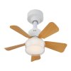 Living and Home 5-Blade Wood Grain Ceiling Fan Light, White ABS Fan Lamp with Remote & APP Control, 4 Speed Adjustable Dimmable LED Fan Light Fixture