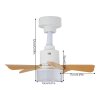 Living and Home 5-Blade Wood Grain Ceiling Fan Light, White ABS Fan Lamp with Remote & APP Control, 4 Speed Adjustable Dimmable LED Fan Light Fixture