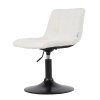 Living and Home White Teddy Fleece Height Adjustable Swivel Vanity Chair, Tufted Upholstered Dressing Stool with Black Metal Round Base