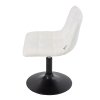 Living and Home White Teddy Fleece Height Adjustable Swivel Vanity Chair, Tufted Upholstered Dressing Stool with Black Metal Round Base