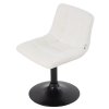 Living and Home White Teddy Fleece Height Adjustable Swivel Vanity Chair, Tufted Upholstered Dressing Stool with Black Metal Round Base