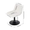 Living and Home White Teddy Fleece Height Adjustable Swivel Vanity Chair, Tufted Upholstered Dressing Stool with Black Metal Round Base