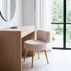 Living and Home Oatmeal Teddy Fleece Round Vanity Stool, Upholstered Dressing Table Chair with Gold Metal Adjustable Legs & Small Backrest