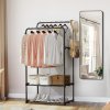 Living and Home Double Rod Metal Clothes Rack, Freestanding Clothing Rail