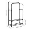 Living and Home Double Rod Metal Clothes Rack, Freestanding Clothing Rail
