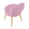 Living and Home Pinkish Purple Teddy Fleece Round Vanity Stool, Upholstered Dressing Table Chair with Gold Metal Adjustable Legs & Small Backrest