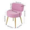 Living and Home Pinkish Purple Teddy Fleece Round Vanity Stool, Upholstered Dressing Table Chair with Gold Metal Adjustable Legs & Small Backrest