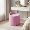 Living and Home Pinkish Purple Teddy Fleece Round Curved Back Vanity Stool