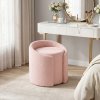 Living and Home Light Pink Teddy Fleece Round Curved Back Vanity Stool