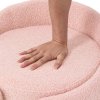 Living and Home Light Pink Teddy Fleece Round Curved Back Vanity Stool