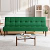 Living and Home Dark Green Contemporary Convertible Sofa Bed with Wood Legs