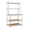 Living and Home 5-Tier Silver Galvanized Steel Storage Shelving Unit, Adjustable Heavy Duty Garage Rack with 33mm Boards, 175KG Per Layer Load Capacity