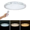 Living and Home 40cm Round Chrome LED Crystal Flush Mount Ceiling Light, 24W Dimmable 3 Color Changing Crystal Ceiling Lamp with Remote Control