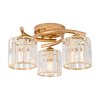 Living and Home 3-Light Gold Flush Mount Ceiling Light, Metal Frame Vertical Crystal Glass Shade Ceiling Lamp, E27 Socket Ceiling Fixture (Bulbs Not Included)