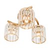 Living and Home 3-Light Gold Flush Mount Ceiling Light, Metal Frame Vertical Crystal Glass Shade Ceiling Lamp, E27 Socket Ceiling Fixture (Bulbs Not Included)