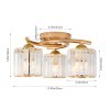 Living and Home 3-Light Gold Flush Mount Ceiling Light, Metal Frame Vertical Crystal Glass Shade Ceiling Lamp, E27 Socket Ceiling Fixture (Bulbs Not Included)