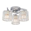 Living and Home 3-Light Silvery Flush Mount Ceiling Light, Metal Frame Vertical Crystal Glass Shade Ceiling Lamp, E27 Socket Ceiling Fixture (Bulbs Not Included)