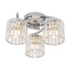 Living and Home 3-Light Silvery Flush Mount Ceiling Light, Metal Frame Vertical Crystal Glass Shade Ceiling Lamp, E27 Socket Ceiling Fixture (Bulbs Not Included)