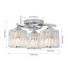 Living and Home 3-Light Silvery Flush Mount Ceiling Light, Metal Frame Vertical Crystal Glass Shade Ceiling Lamp, E27 Socket Ceiling Fixture (Bulbs Not Included)