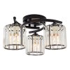 Living and Home 3-Light Black Flush Mount Ceiling Light, Metal Frame Vertical Crystal Glass Shade Ceiling Lamp, E27 Socket Ceiling Fixture (Bulbs Not Included)