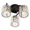 Living and Home 3-Light Black Flush Mount Ceiling Light, Metal Frame Vertical Crystal Glass Shade Ceiling Lamp, E27 Socket Ceiling Fixture (Bulbs Not Included)
