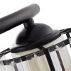 Living and Home 3-Light Black Flush Mount Ceiling Light, Metal Frame Vertical Crystal Glass Shade Ceiling Lamp, E27 Socket Ceiling Fixture (Bulbs Not Included)
