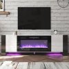 Living and Home Recessed Electric Fireplace TV Stand with Remote Control