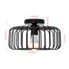 Living and Home Black Metal Wire Cage Flush Mount Ceiling Light, E27 Single Lamp Holder Industrial Ceiling Lamp with 3 Color LED Bulb, Wall Controlled Lighting Fixture