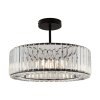 Living and Home 35cm Round Black 3-Light Crystal Flush Mount Ceiling Light, Metal Frame Vertical Crystal Ceiling Lamp with E27 Sockets, Max 40W Per Bulb, Bulbs Not Included